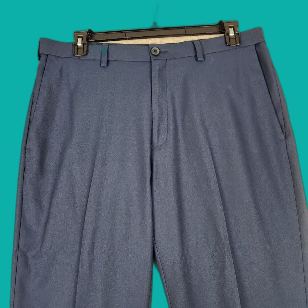 Haggar Classic Fit Men's Navy Blue Flat Front Dress Pants Cool 18 Size 36/29